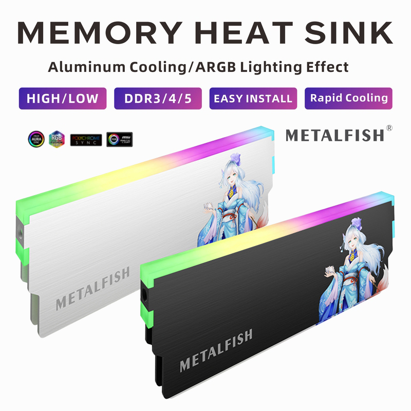 Aluminium Extrusion - Radiator METALFISH DRAM 5V-3PIN ARGB DDR3