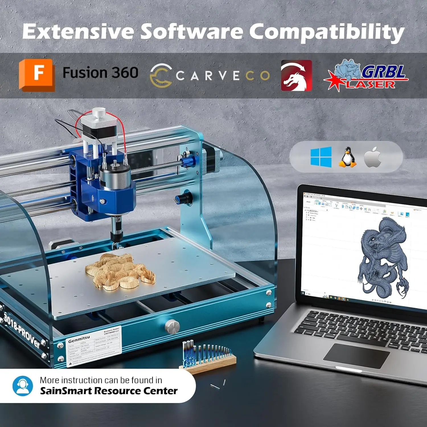 Obszar roboczy frezarki CNC Ge – 3018 Aluminium Cnc recenzja i cena